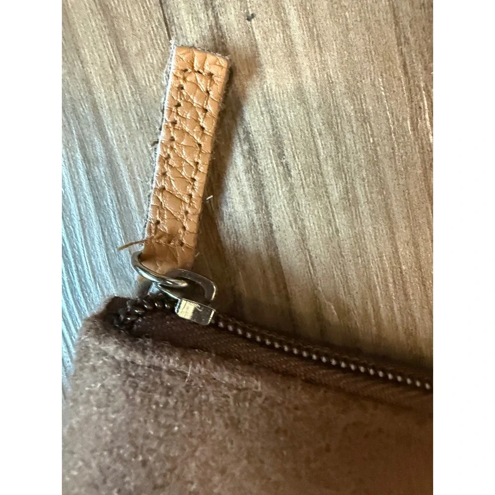 Viking River Cruises Runic Oseberg Ship Brown Felt Zippered Pouch Clutch Bag